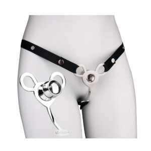 Wearable Chastity Cage Sissy Sex Toys with Adjustable Belt One Piece Urinal Flat Penis Cage Anti-Fallout Design SM Inverted Devices Black